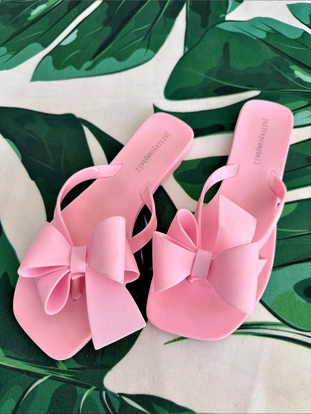 Jeffrey Campbell Sugary Jelly Bow Thong Sandals Pink